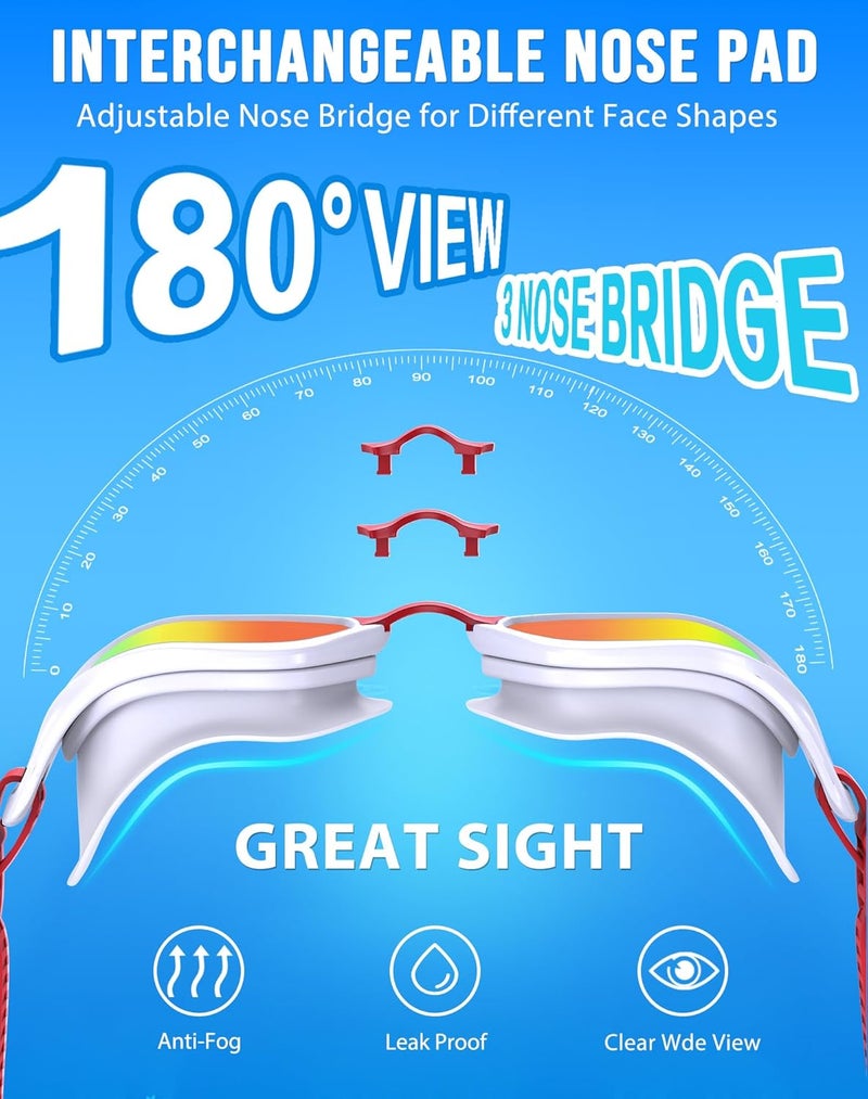 Vegemono Swim Goggles, Unisex Adult Swimming Goggles Anti Fog Anti UV No Leakage Wide View for Men Women Youth - Image 2